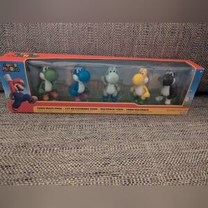 Nintendo Super Mario Yoshi Figure Set - Green, Blue, White, Yellow, Black